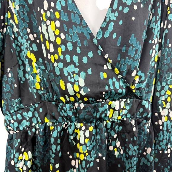 Torrid Satin Surplice Tie Cut Out Back 40260416 Long Sleeve Teal Blouse Top 4X - Picture 5 of 16